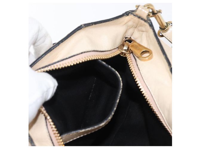 Chloé Borsa a mano in pelle Chloe Etel 2 vie beige oro Auth am10775 D'oro - vista 22