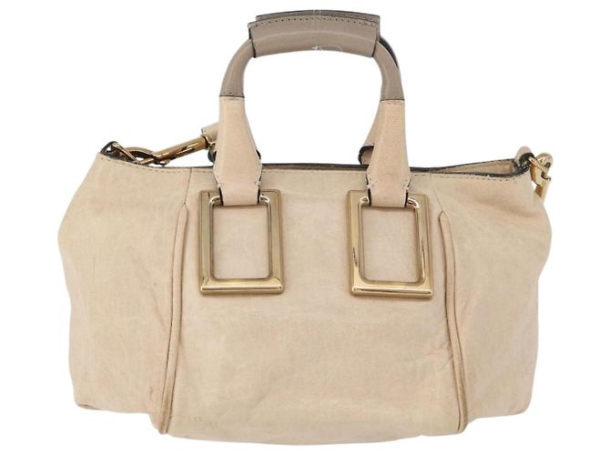 Chloé Borsa a mano in pelle Chloe Etel 2 vie beige oro Auth am10775 D'oro - vista 3