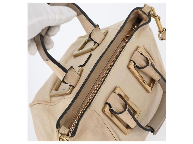 Chloé Borsa a mano in pelle Chloe Etel 2 vie beige oro Auth am10775 D'oro - vista 6