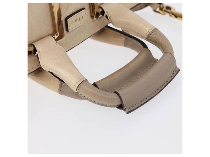 Chloé Borsa a mano in pelle Chloe Etel 2 vie beige oro Auth am10775 D'oro - vista 7