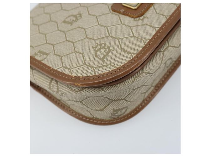 Borsa a Spalla in Tela Honeycomb PVC Beige Oro Auth ka2785 Christian Dior - vista 11