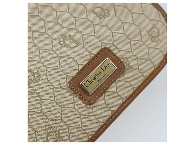 Borsa a Spalla in Tela Honeycomb PVC Beige Oro Auth ka2785 Christian Dior - vista 14