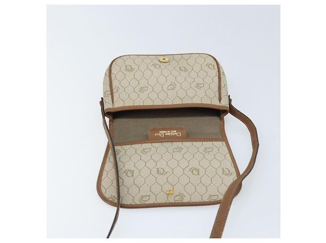 Borsa a Spalla in Tela Honeycomb PVC Beige Oro Auth ka2785 Christian Dior - vista 15