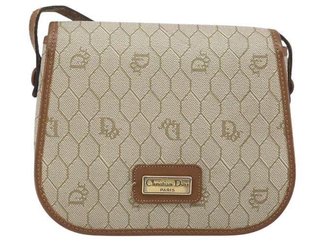 Borsa a Spalla in Tela Honeycomb PVC Beige Oro Auth ka2785 Christian Dior - vista 2