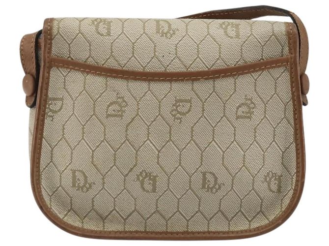 Borsa a Spalla in Tela Honeycomb PVC Beige Oro Auth ka2785 Christian Dior - vista 3
