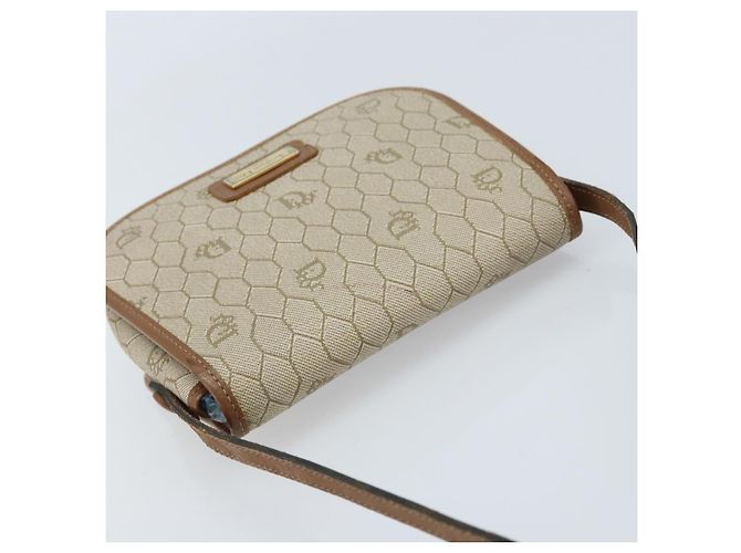 Borsa a Spalla in Tela Honeycomb PVC Beige Oro Auth ka2785 Christian Dior - vista 6