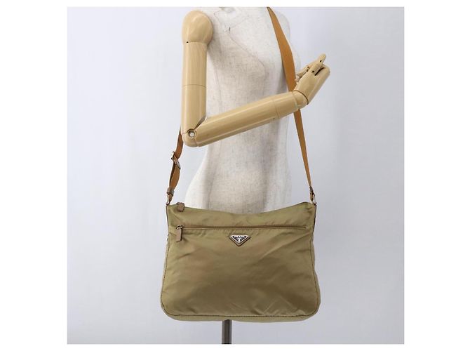 PRADA Schultertasche Nylon Beige Silber Authentisch mr2076 - Ansicht 25