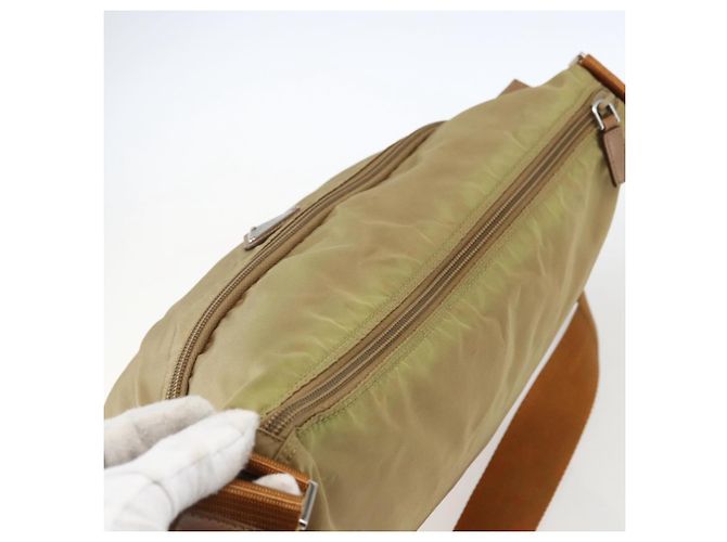 PRADA Schultertasche Nylon Beige Silber Authentisch mr2076 - Ansicht 6