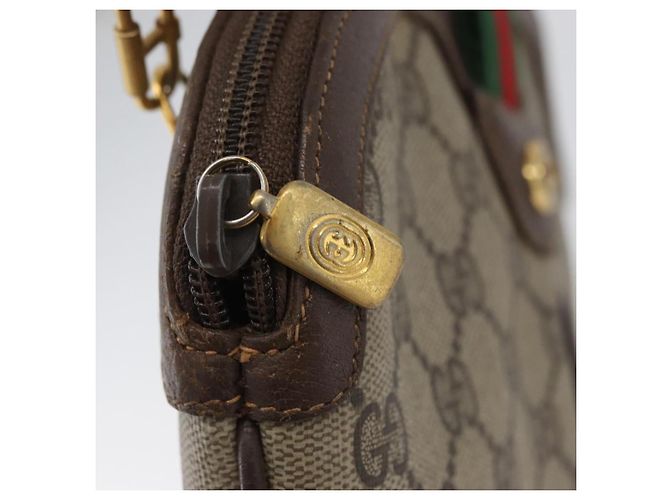 Gucci Borsa GG Supreme Web Sherry Line PVC Beige Oro 904 02 047 Auth LNZ296 D'oro - vista 14