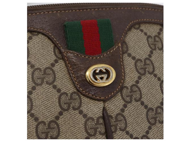 Gucci Borsa GG Supreme Web Sherry Line PVC Beige Oro 904 02 047 Auth LNZ296 D'oro - vista 15