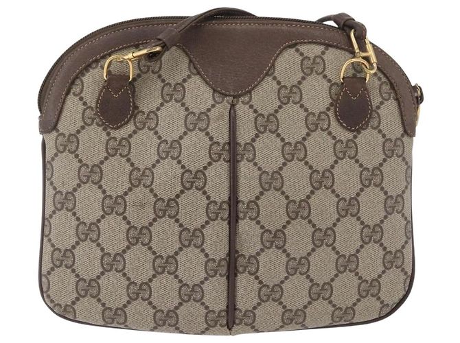 Gucci Borsa GG Supreme Web Sherry Line PVC Beige Oro 904 02 047 Auth LNZ296 D'oro - vista 3