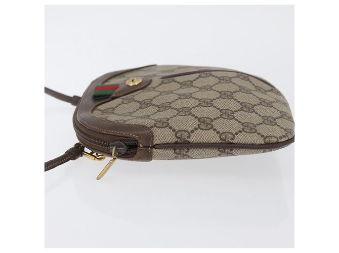 Gucci Borsa GG Supreme Web Sherry Line PVC Beige Oro 904 02 047 Auth LNZ296 D'oro - vista 5