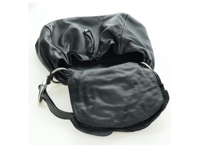 SAINT LAURENT Borsa a Spalla in Pelle Nera Argento Auth 172776V Nero - vista 15