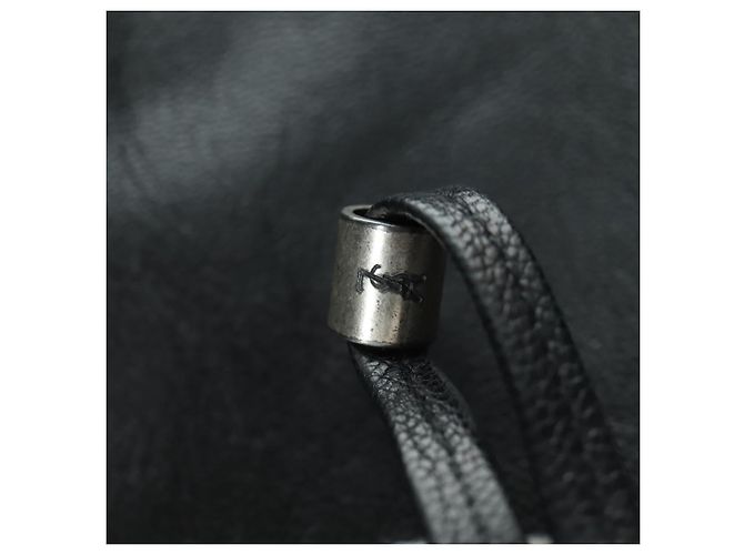 SAINT LAURENT Borsa a Spalla in Pelle Nera Argento Auth 172776V Nero - vista 16