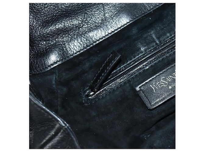 SAINT LAURENT Borsa a Spalla in Pelle Nera Argento Auth 172776V Nero - vista 21