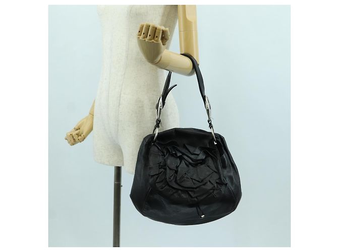 SAINT LAURENT Borsa a Spalla in Pelle Nera Argento Auth 172776V Nero - vista 24