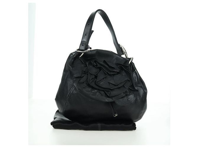 SAINT LAURENT Borsa a Spalla in Pelle Nera Argento Auth 172776V Nero - vista 25