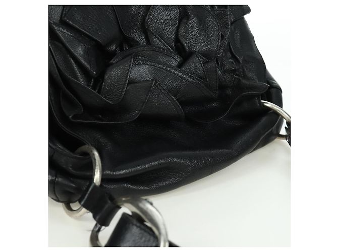 SAINT LAURENT Borsa a Spalla in Pelle Nera Argento Auth 172776V Nero - vista 6