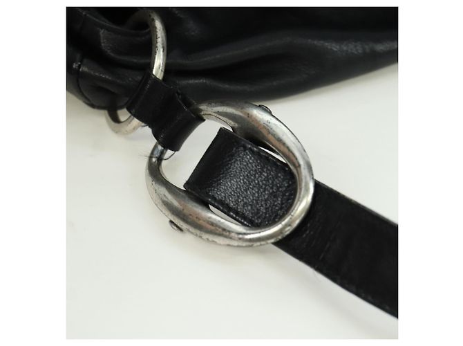 SAINT LAURENT Borsa a Spalla in Pelle Nera Argento Auth 172776V Nero - vista 8