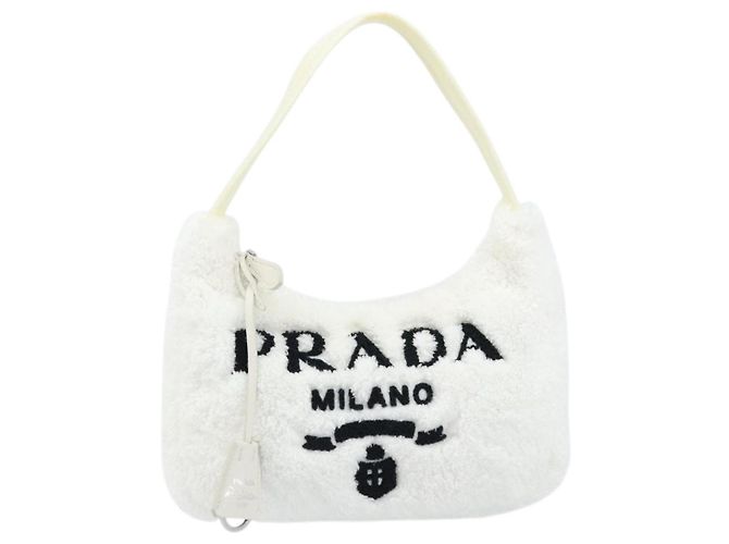 PRADA Pochette Borsa a Mano Pile Bianca Auth 166238M Bianco - vista 2