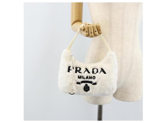 PRADA Pochette Borsa a Mano Pile Bianca Auth 166238M Bianco - vista 23