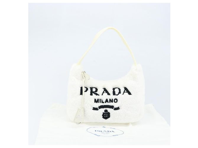 PRADA Pochette Borsa a Mano Pile Bianca Auth 166238M Bianco - vista 24