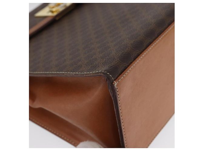 Céline Borsa a mano in tela Macadam CELINE in pelle PVC marrone oro Auth 172507 D'oro - vista 10