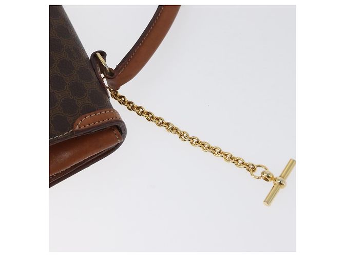 Céline Borsa a mano in tela Macadam CELINE in pelle PVC marrone oro Auth 172507 D'oro - vista 14