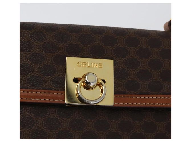 Céline Borsa a mano in tela Macadam CELINE in pelle PVC marrone oro Auth 172507 D'oro - vista 15