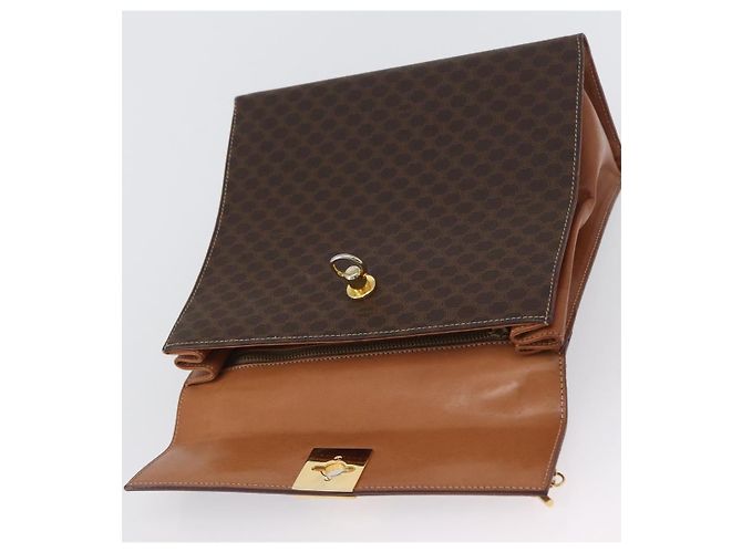 Céline Borsa a mano in tela Macadam CELINE in pelle PVC marrone oro Auth 172507 D'oro - vista 16