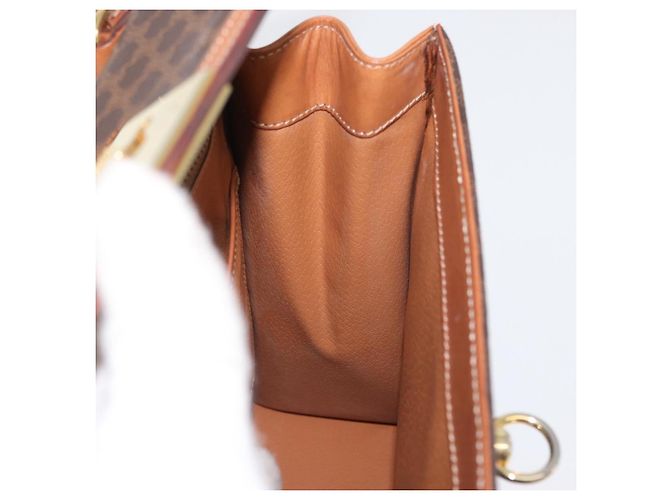 Céline Borsa a mano in tela Macadam CELINE in pelle PVC marrone oro Auth 172507 D'oro - vista 19