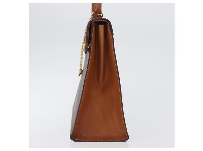 Céline Borsa a mano in tela Macadam CELINE in pelle PVC marrone oro Auth 172507 D'oro - vista 4