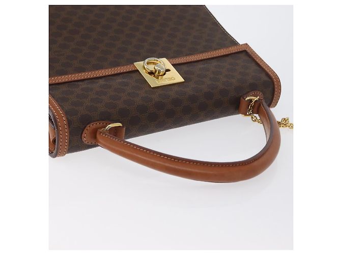 Céline Borsa a mano in tela Macadam CELINE in pelle PVC marrone oro Auth 172507 D'oro - vista 6