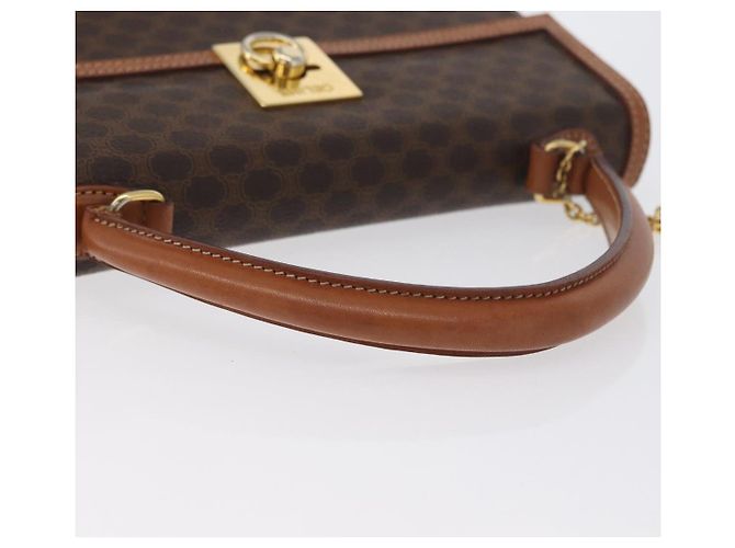 Céline Borsa a mano in tela Macadam CELINE in pelle PVC marrone oro Auth 172507 D'oro - vista 7