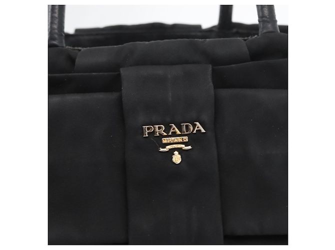 PRADA Handtasche aus Nylon Schwarz Gold Auth fm5210 Golden - Ansicht 15