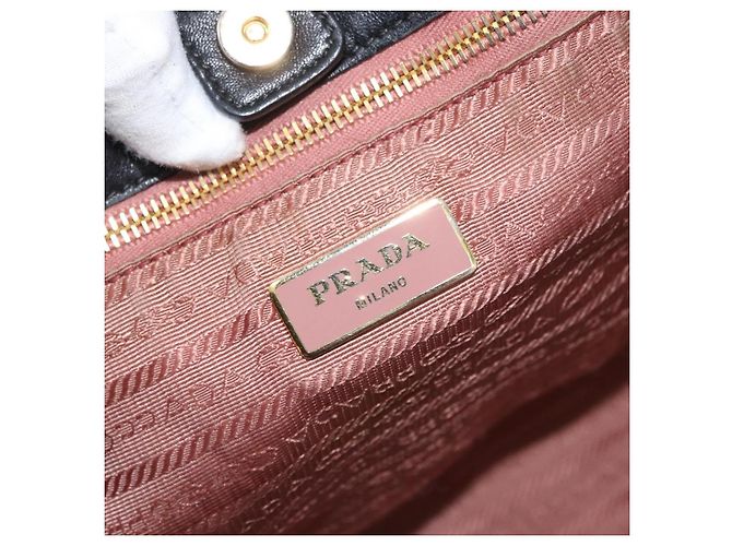PRADA Handtasche aus Nylon Schwarz Gold Auth fm5210 Golden - Ansicht 16