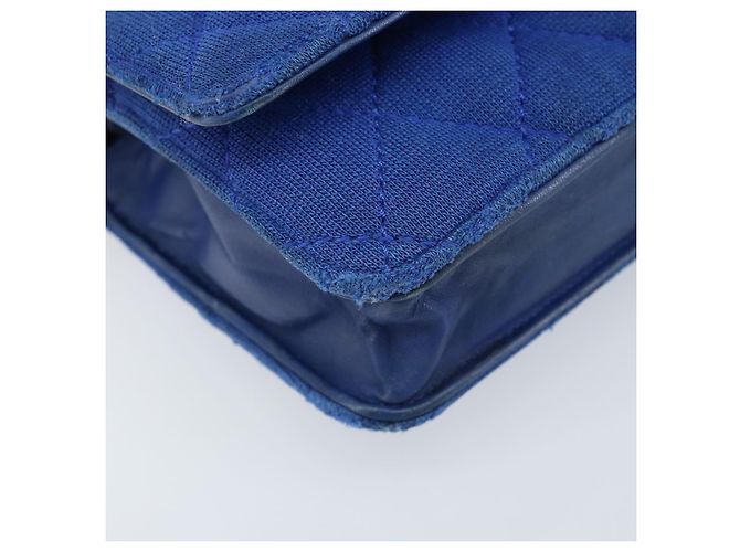 Borsa a Spalla CHANEL Chain Matelassé 2.55 in Tela Blu Navy Argento CC Auth 171466A - vista 11