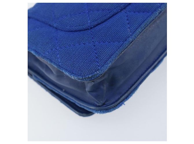 Borsa a Spalla CHANEL Chain Matelassé 2.55 in Tela Blu Navy Argento CC Auth 171466A - vista 13