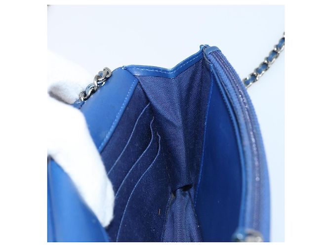 Borsa a Spalla CHANEL Chain Matelassé 2.55 in Tela Blu Navy Argento CC Auth 171466A - vista 18