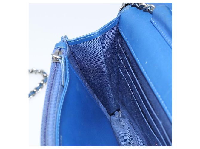 Borsa a Spalla CHANEL Chain Matelassé 2.55 in Tela Blu Navy Argento CC Auth 171466A - vista 19