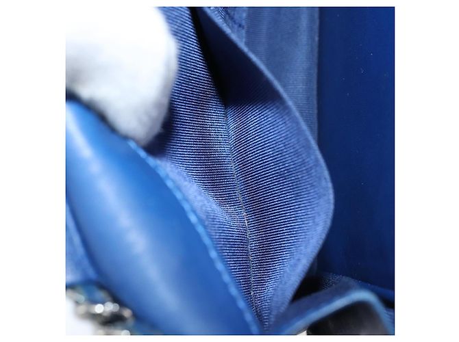Borsa a Spalla CHANEL Chain Matelassé 2.55 in Tela Blu Navy Argento CC Auth 171466A - vista 20