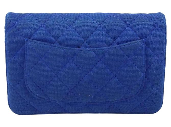Borsa a Spalla CHANEL Chain Matelassé 2.55 in Tela Blu Navy Argento CC Auth 171466A - vista 3