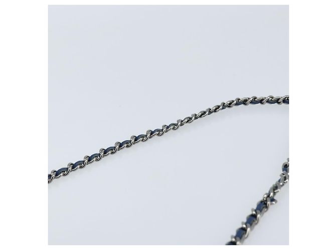 Borsa a Spalla CHANEL Chain Matelassé 2.55 in Tela Blu Navy Argento CC Auth 171466A - vista 8