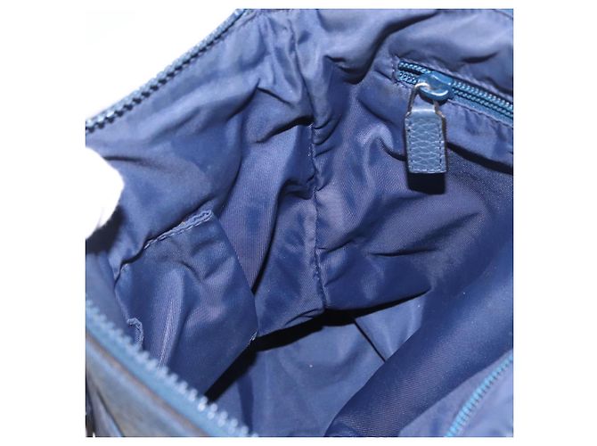 Borsa a Spalla GG in Tela Gucci in Nylon e Pelle Blu Argento 510342 Auth fm5162 - vista 19