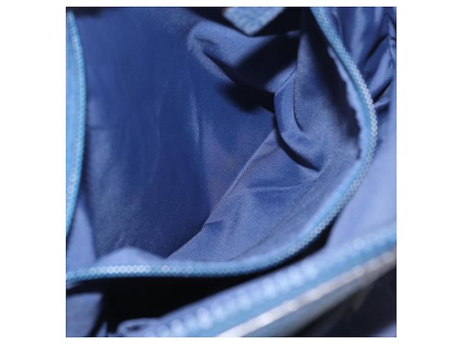 Borsa a Spalla GG in Tela Gucci in Nylon e Pelle Blu Argento 510342 Auth fm5162 - vista 23