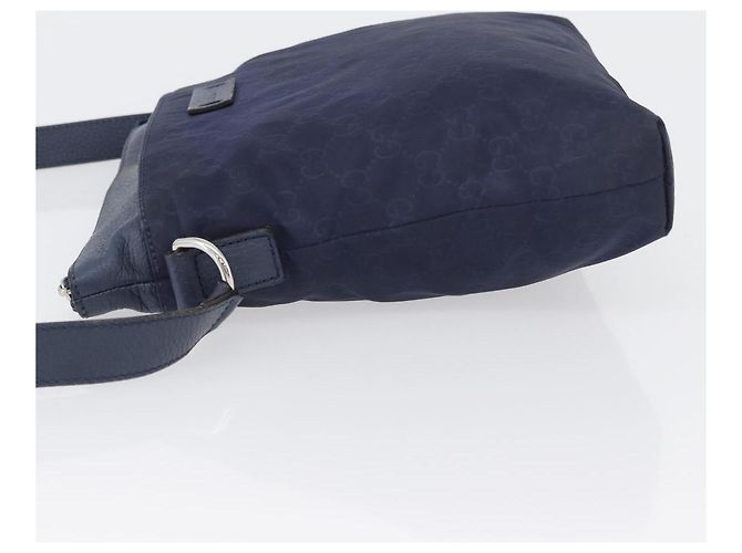 Borsa a Spalla GG in Tela Gucci in Nylon e Pelle Blu Argento 510342 Auth fm5162 - vista 5