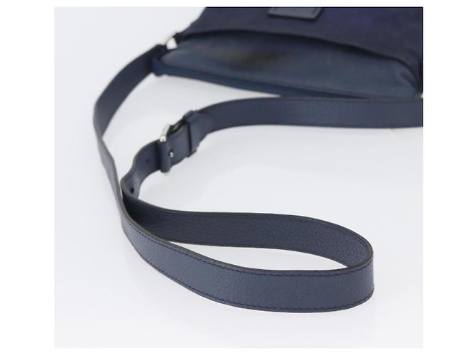 Borsa a Spalla GG in Tela Gucci in Nylon e Pelle Blu Argento 510342 Auth fm5162 - vista 7