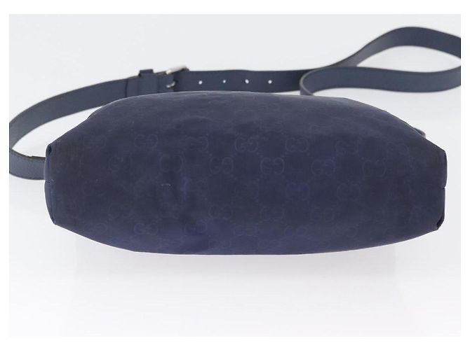 Borsa a Spalla GG in Tela Gucci in Nylon e Pelle Blu Argento 510342 Auth fm5162 - vista 9