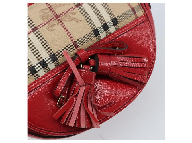 Borsa a Spalla Burberry Nova Check PVC Beige Oro Auth 172792 D'oro - vista 14