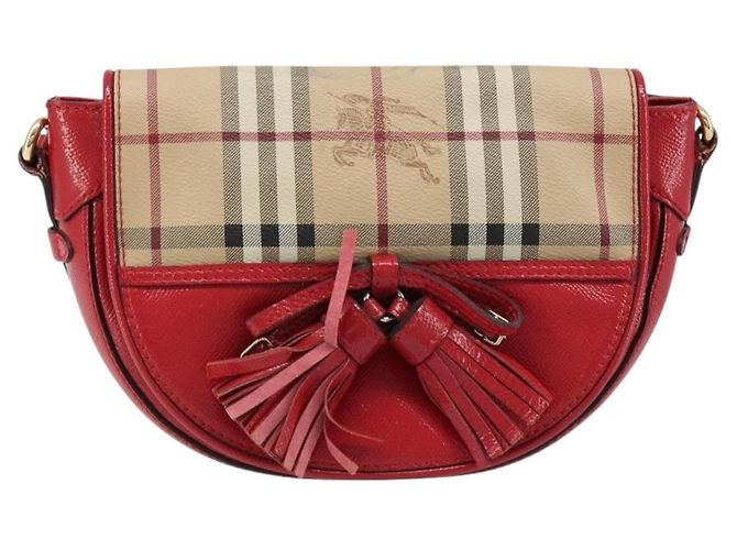 Borsa a Spalla Burberry Nova Check PVC Beige Oro Auth 172792 D'oro - vista 2